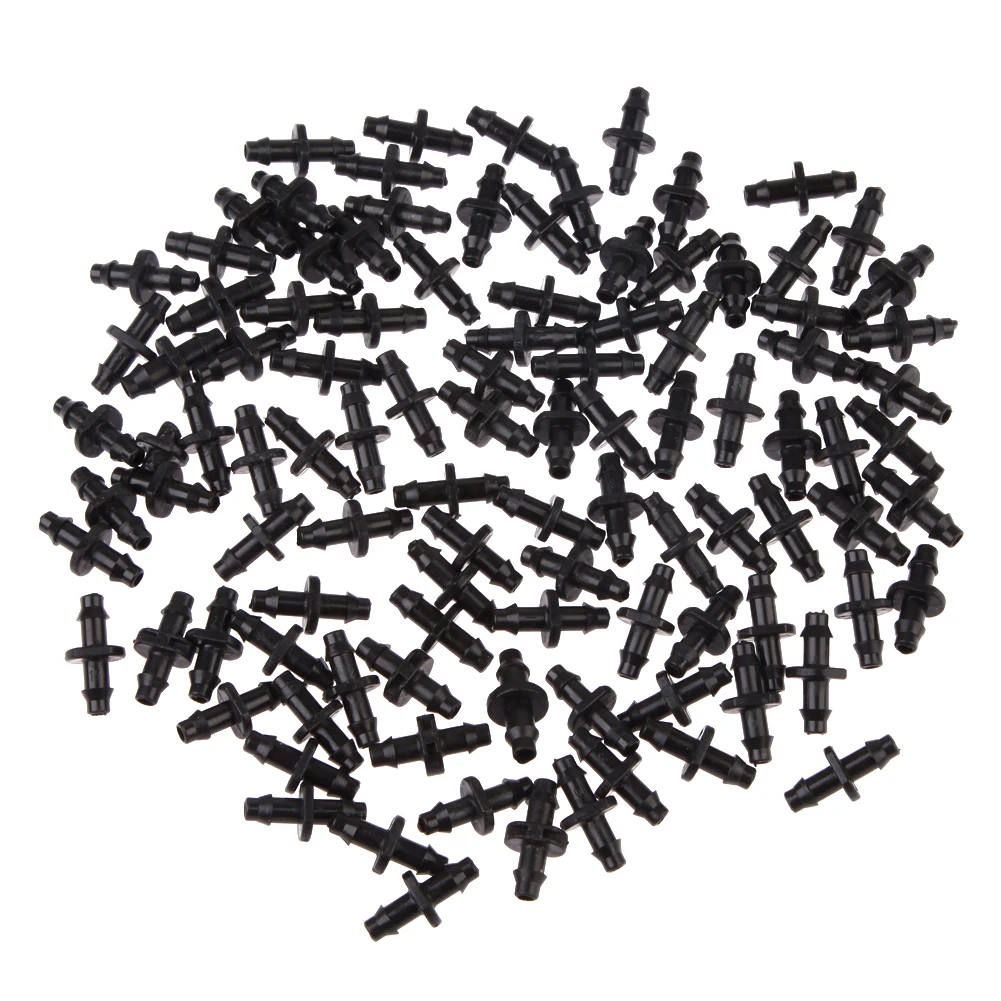 100Pcs Double-way Hose Connector 4/7mm Micro Irrigation Pipe Straight Connector Versatile for Irrigation Tubing System