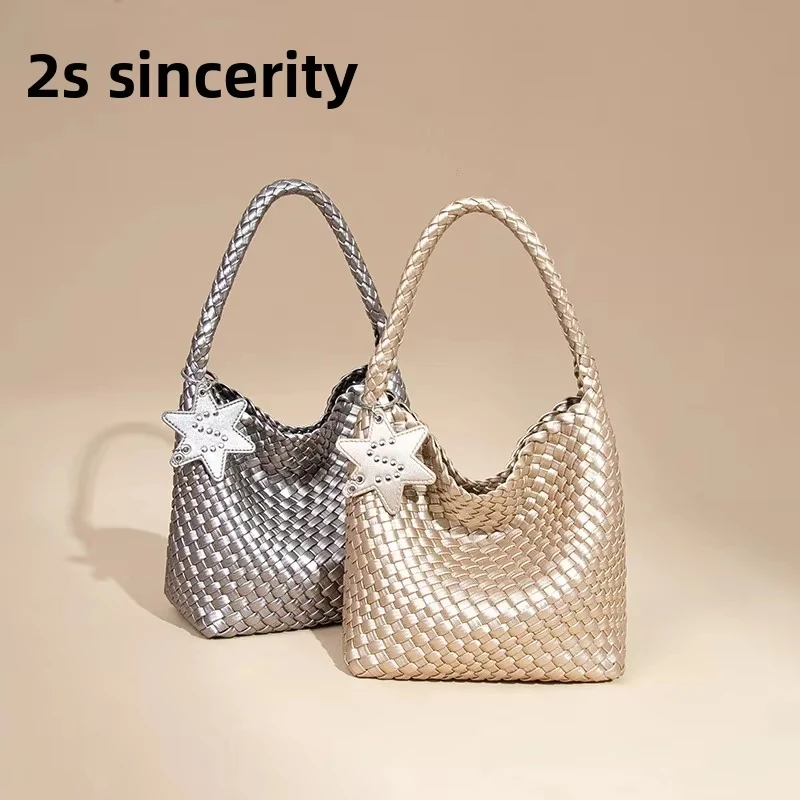 

Handcrafted Fashionable Women's Underarm Bag Single Shoulder Basket Style Handbag Simple Trendy Bucket Bag Mother-Child Design