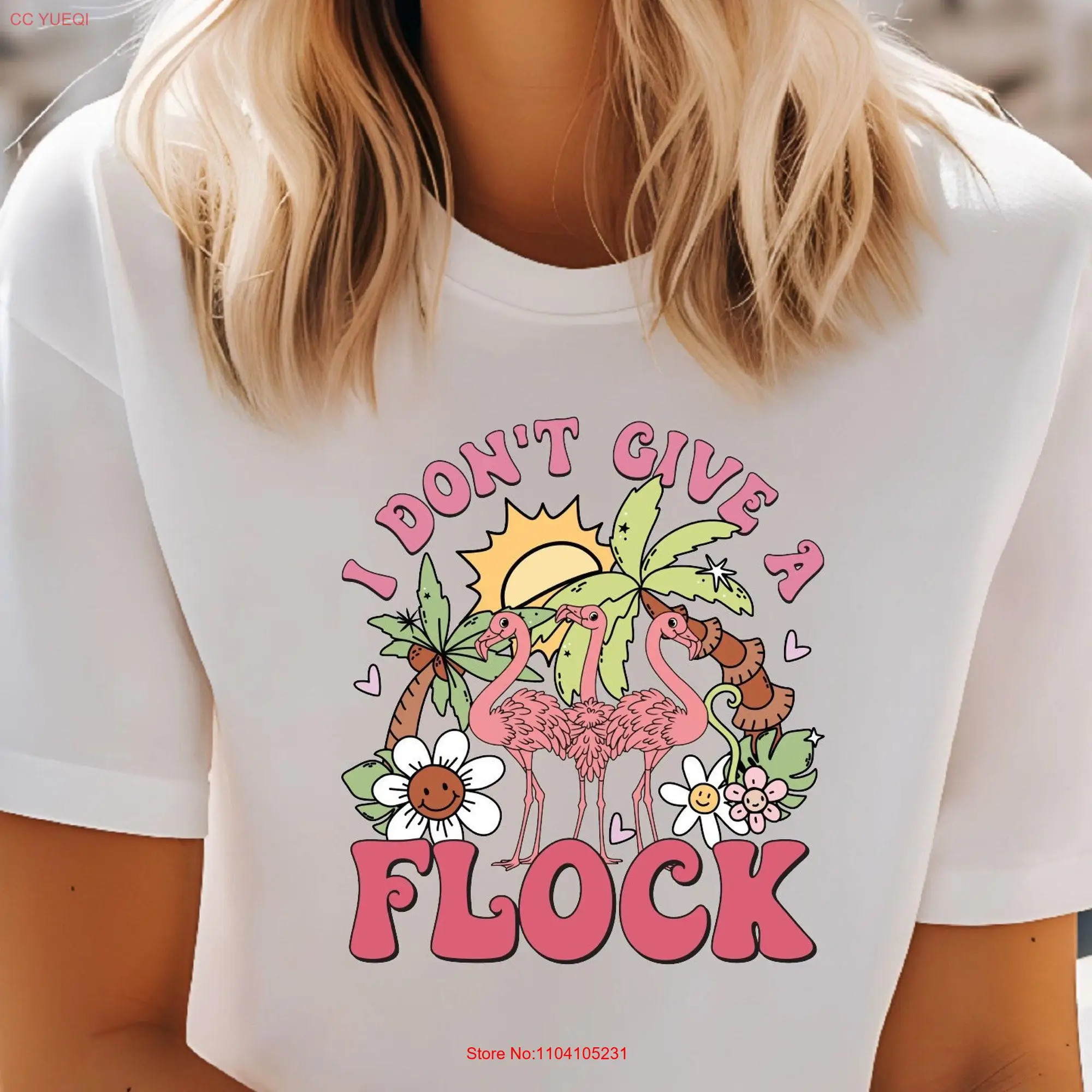 I Don't Give A Flock T Shirt Flamingo Sarcastic For Her SunseT Summer Road Trip Adventure Lover long or short sleeves