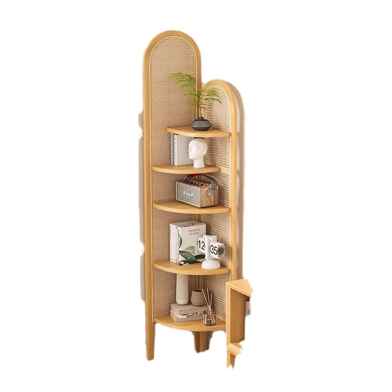 

rattan decoration, shelves, living room storage, sofa, wall bookcase, solid wood triple crutch screen