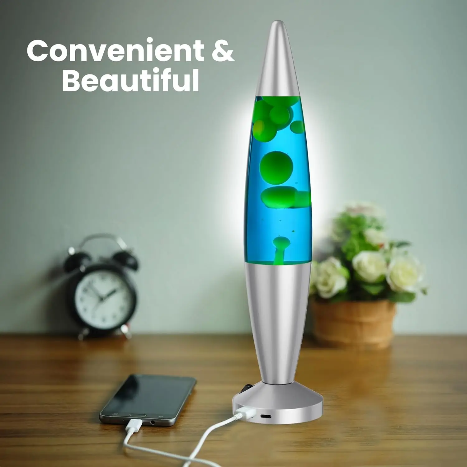 Luce notturna rilassante da 16 pollici con cera, lampada USB con spegnimento automatico per la decorazione domestica nel soggiorno, l'ufficio, la camera da letto