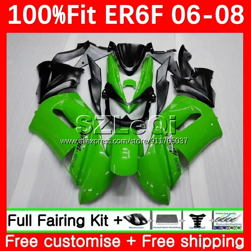 Injection Body For KAWASAKI NINJA 650R ER-6F 650 R ER 6F 6 F ER6F Factory green 06 07 08 94No.4 ER6 F 2006 2007 2008 OEM Fairing