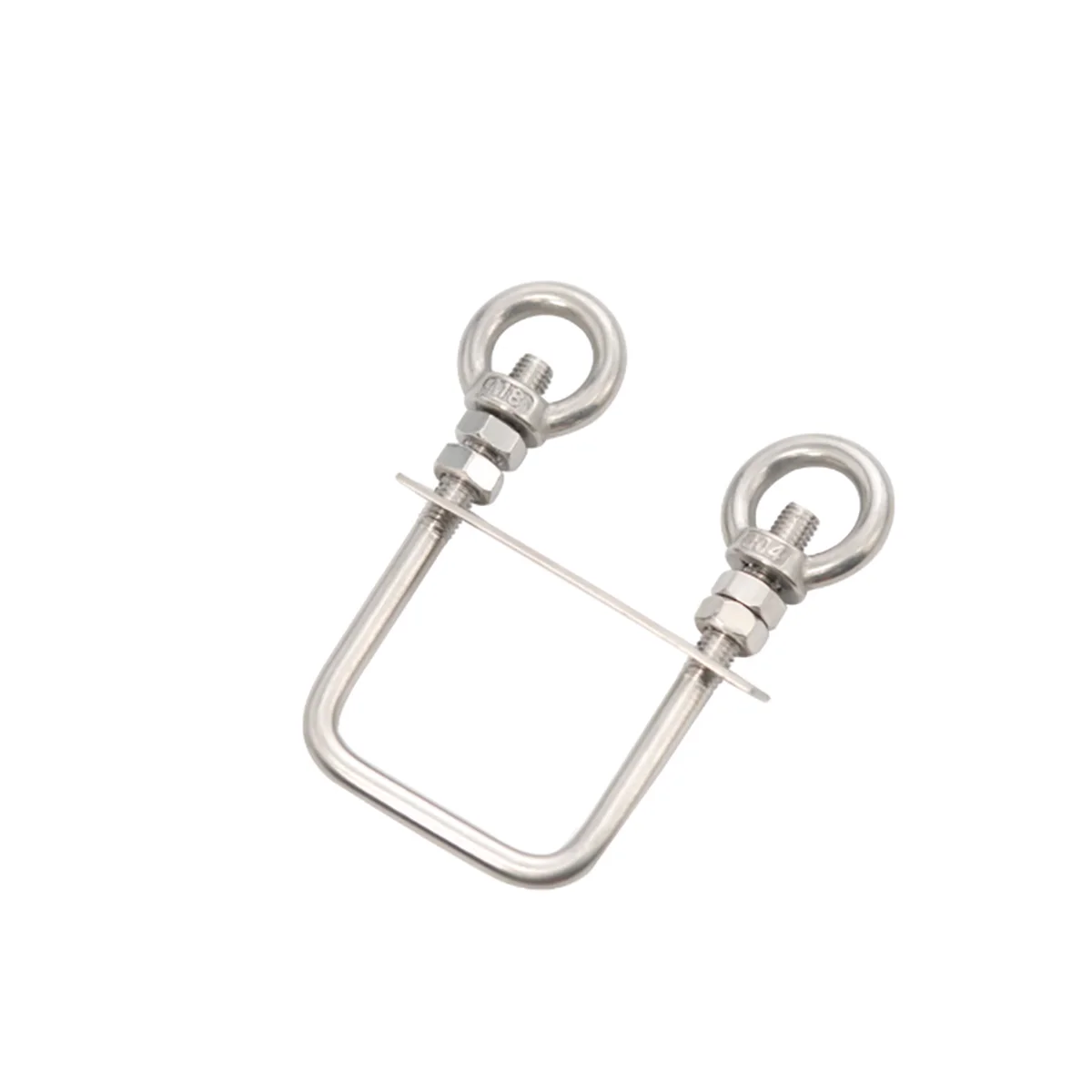 M6M8M10 304 Stainless Steel U-Bolts with Double Eye Nuts - Square Clamps for Railing Fixing & Hanging