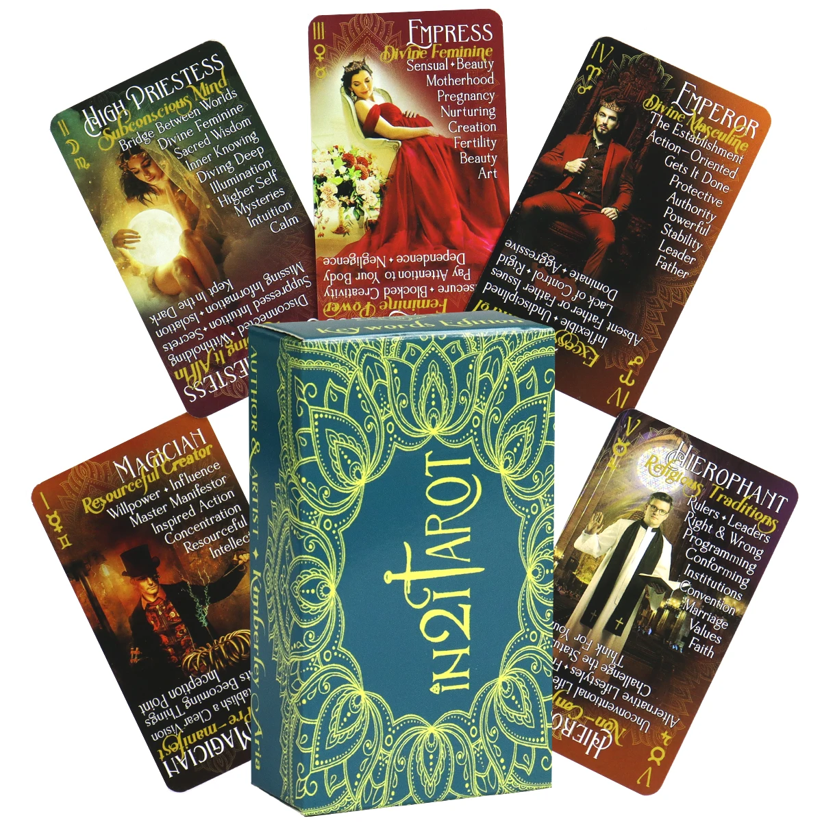 iN2IT Tarot Cards For Family Party High Quality Fortune Telling Divination Tarot Deck with Keywords 78 Cards