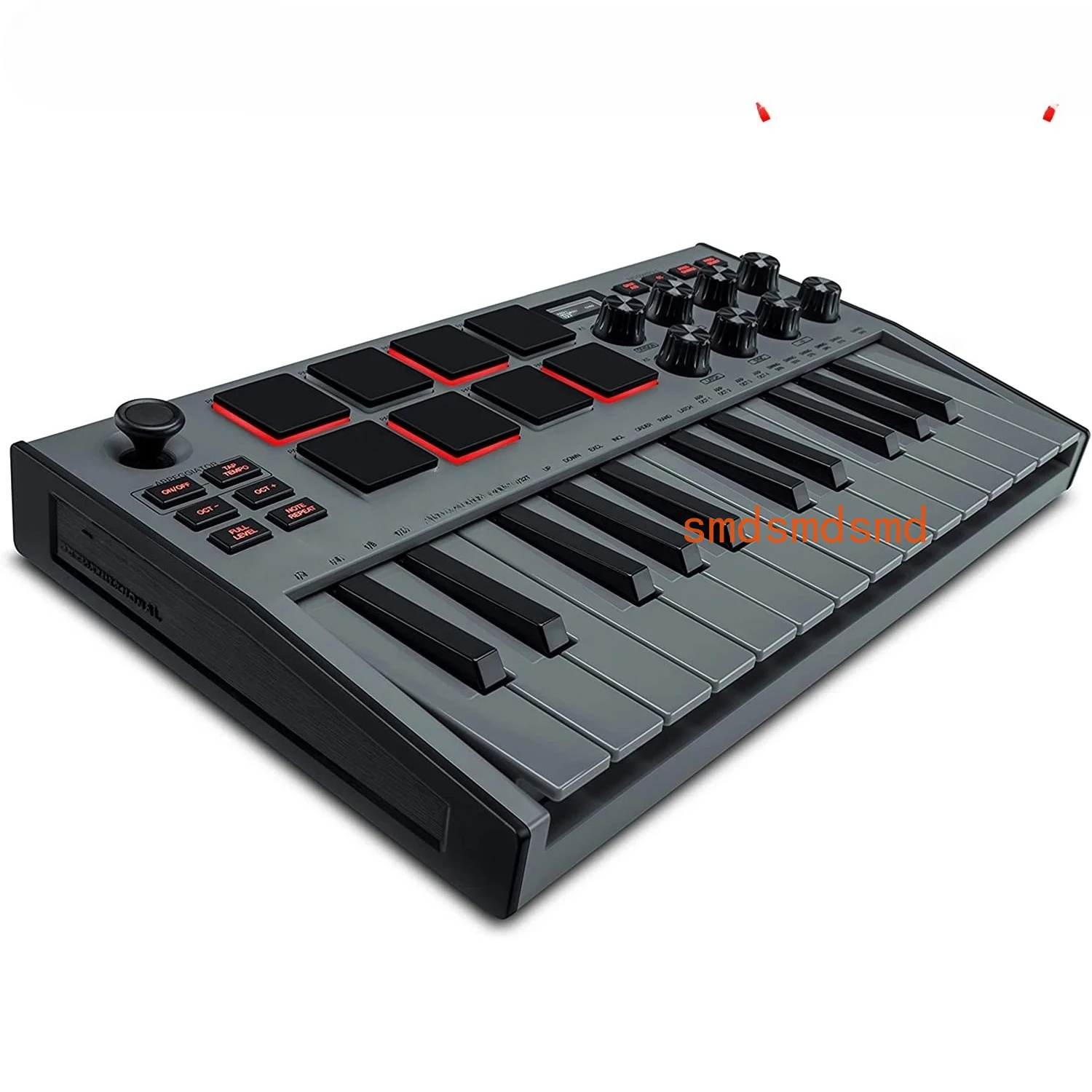 Professional Mini MK3 - Controlador de teclado MIDI USB de 25 teclas con 8 baquetas retroiluminadas, 8 perillas (gris)