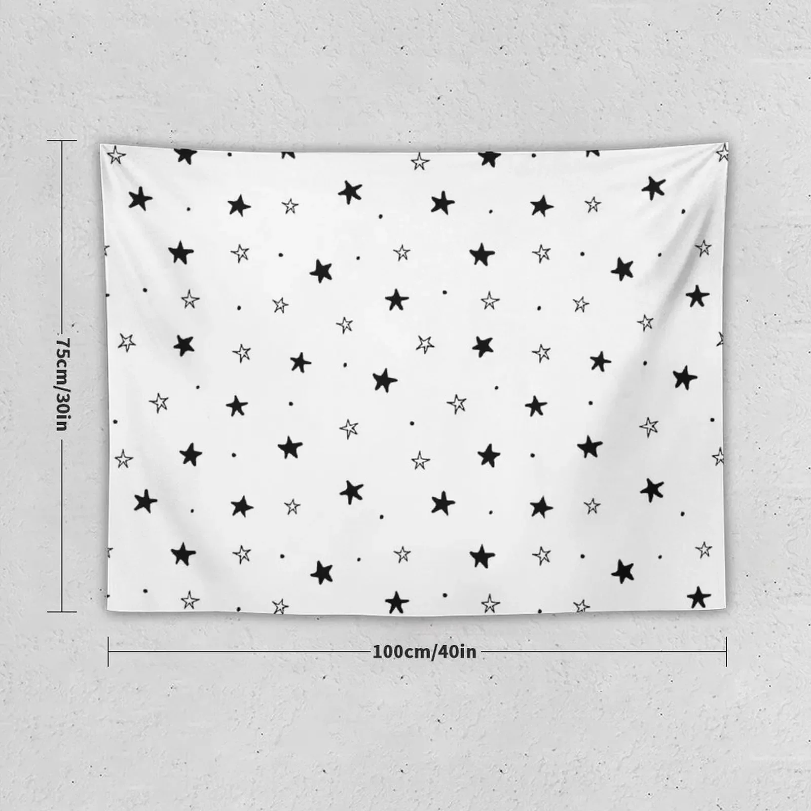 Doodle Stars on white Tapestry Room Design Room Decore Aesthetic Decor Home Tapestry