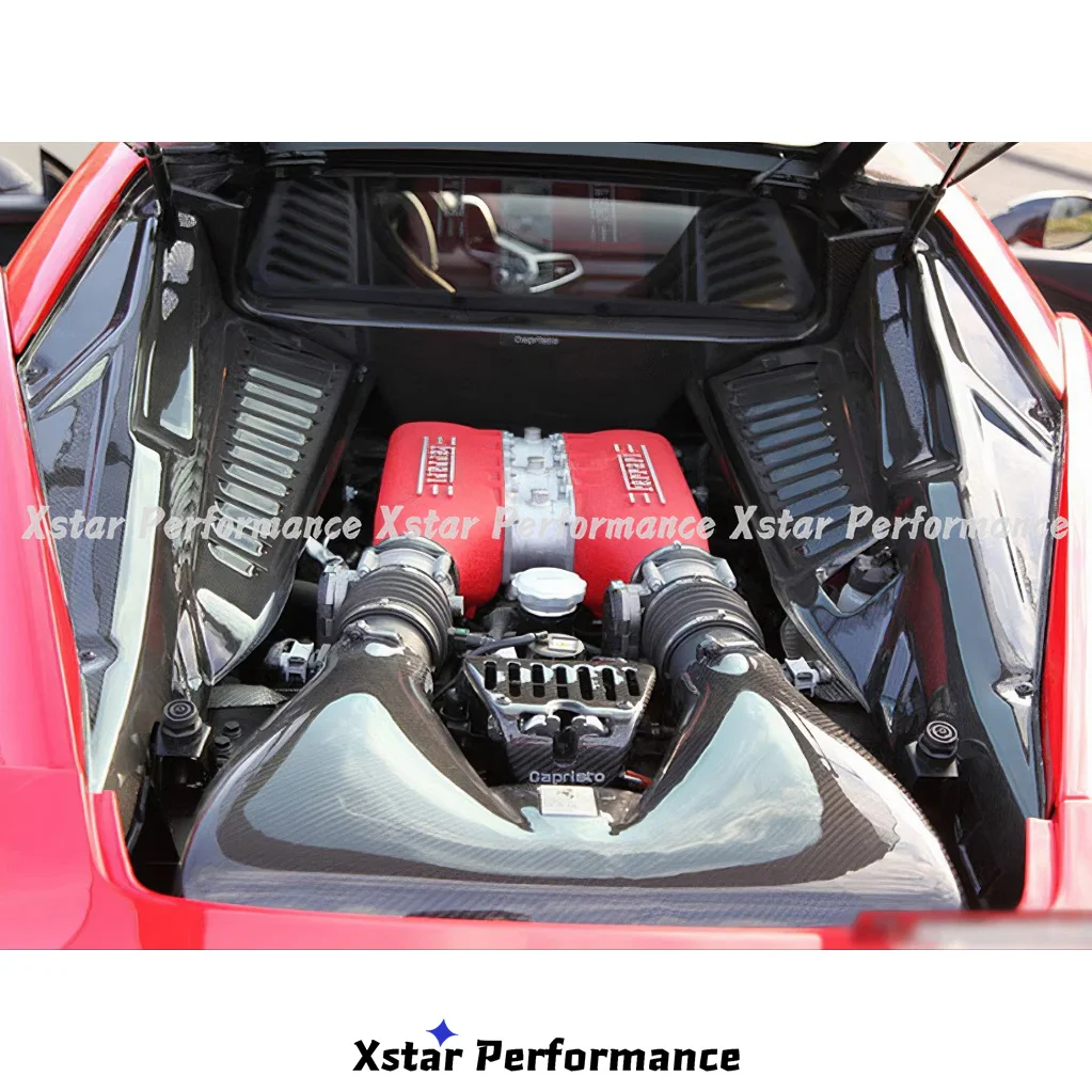 Dry Carbon Fiber Engine Cover Engine Bay Kits Replacement (Plain Weave) For Ferrari 458 Italia And Speciale