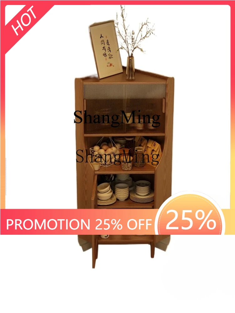 

CL modern home solid wood corner rack living room triangular floor storage wine cabinet