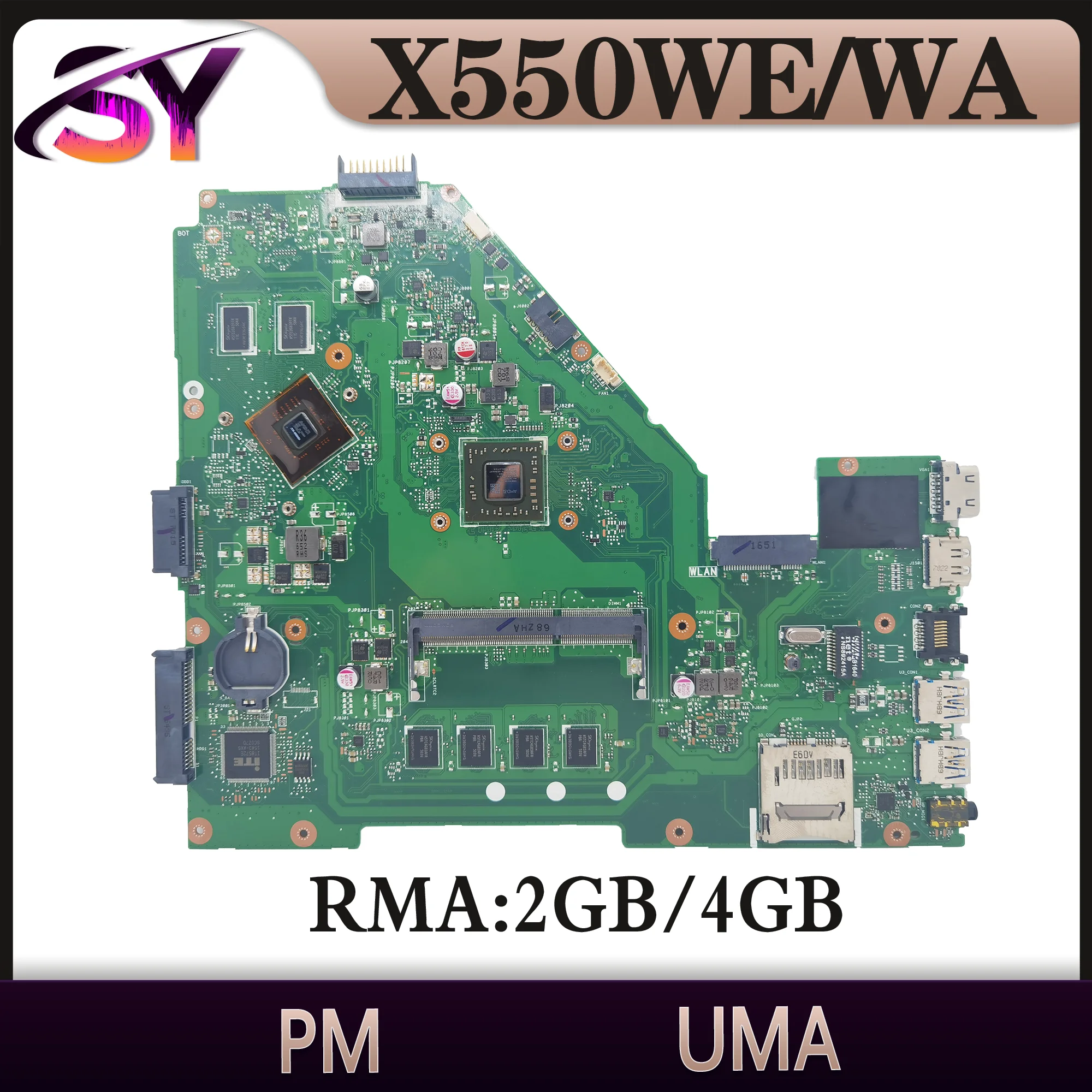 X550WE X550EP Mainboard For ASUS X550W X550WA X552W X550E D552E X552E X550EA Laptop Motherboard E1 E2 A4 RAM-2GB/4GB PM/UMA