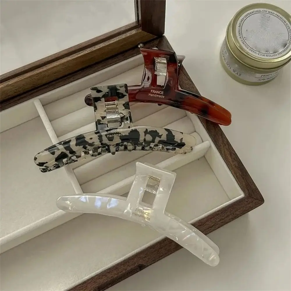 Acetato geométrico Clipe de Garra de Cabelo, Oversize, Forma T, Transparente, Letra, Leopardo, Tubarão, Lavando o Rosto, Estilo Coreano