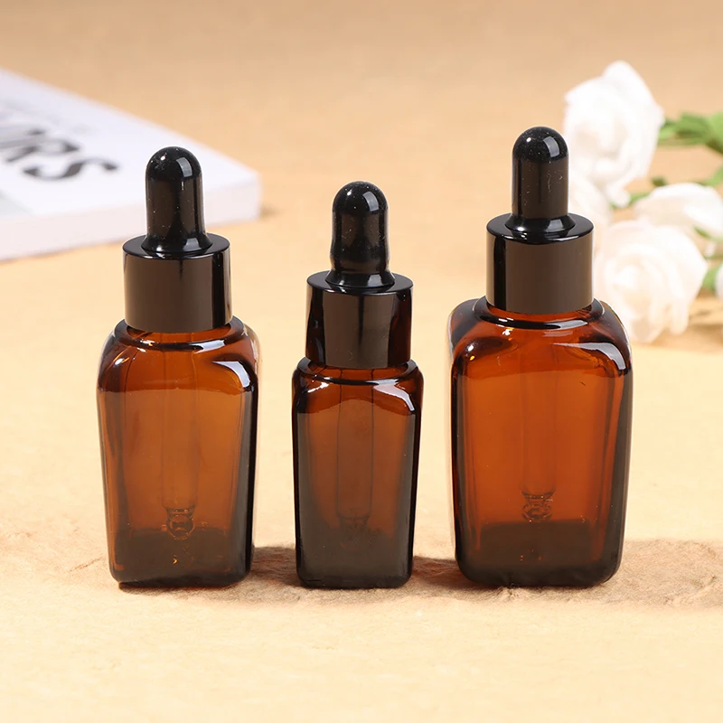 5-100ml Square Glass Dropper Bottle With Eye Pipette Empty Amber Aromatherapy Essential Oils Bottle Container Portable travel