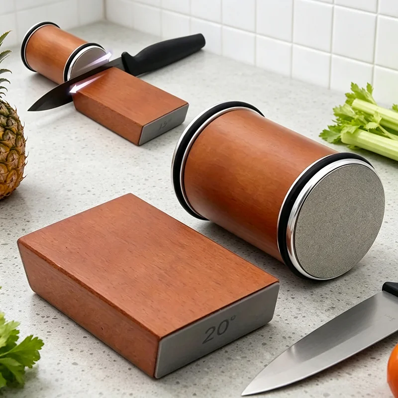 Rolling Knife Sharpener Diamond Sharpening Stone Kit Magnetic Knife Holder 15 20 Degree Angle Guide Chef Kitchen Sharpening Tool