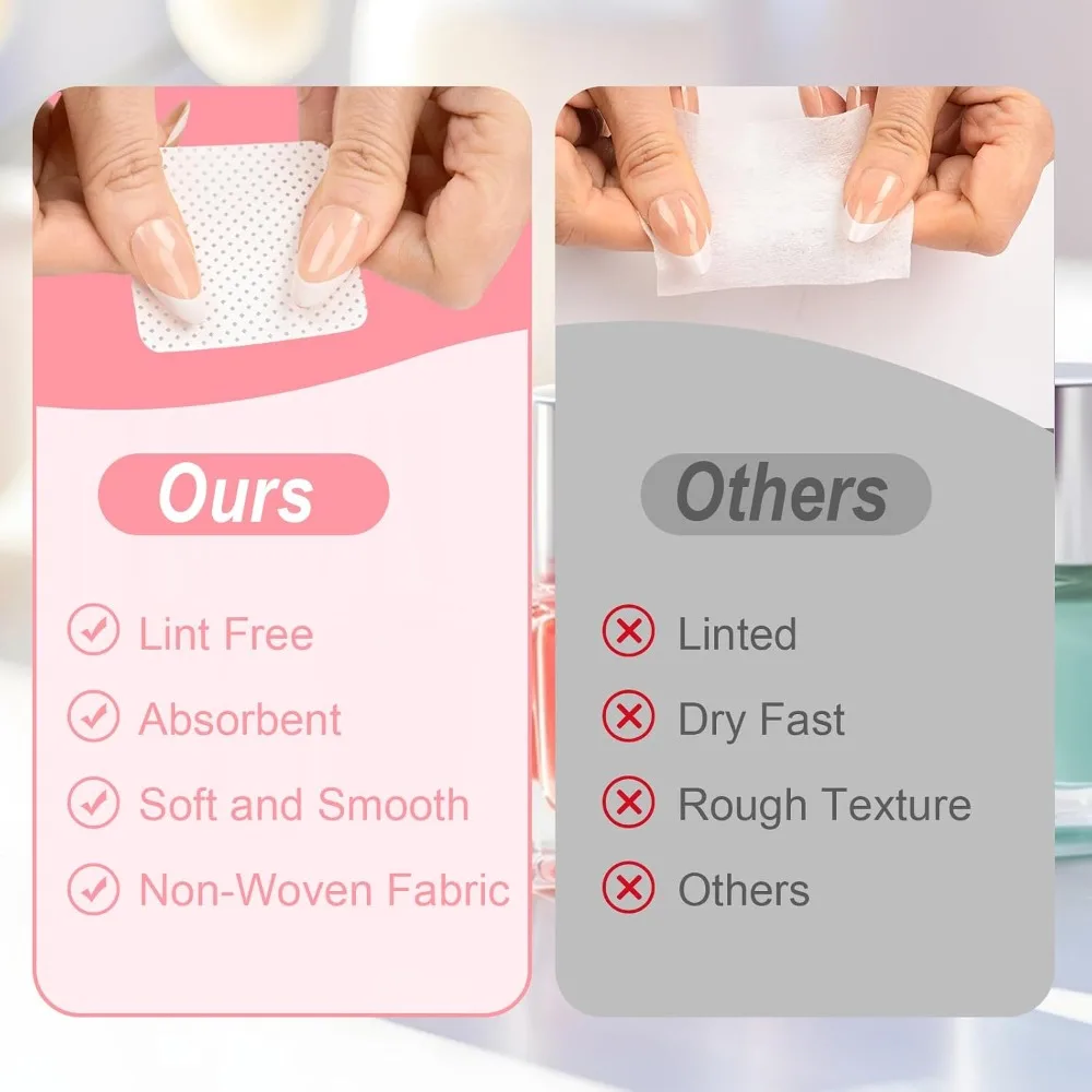Acetone Nail Polish Remover Wipes 540 PCS, Lint Free Super Absorbent Dry Pads for Quick & Easy Nail Clean Up, Gentle Soft Nail Wipes for Removing Fingernail Gel Polish, Artificial Nails, Eyelash Extensions, and Makeup, view 3