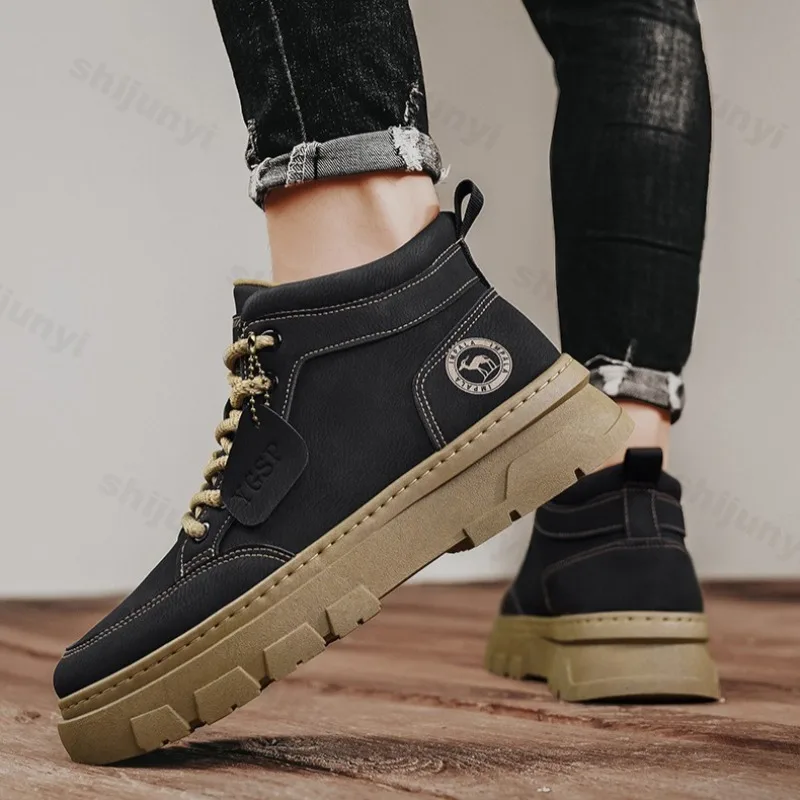 Men's Retro Style High Top Thick Soled Casual Shoes 2025 Autumn Fashion Trend Versatile Comforatble Non Slip Chunky Shorts Boots - view 3
