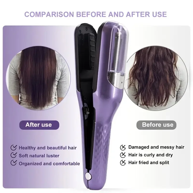 Recortador de pelo dividido inalámbrico recargable, elimina el cabello dañado, repara el cuidado del cabello, regalo del Día de San Valentín para niñas