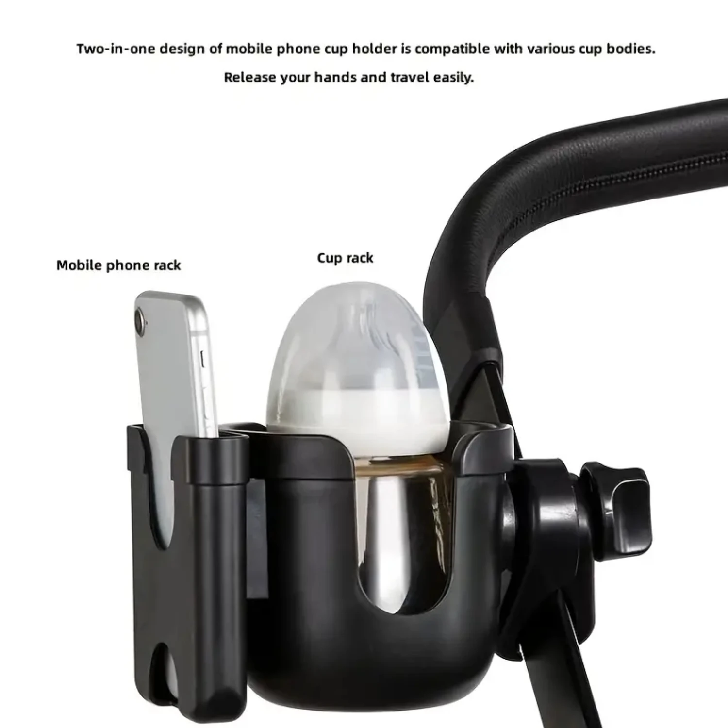 Convenient and Stylish Cup Holder for Modern On-the-Go Parents - Durable and Essential Mobile Phone Storage for Stylish Parents