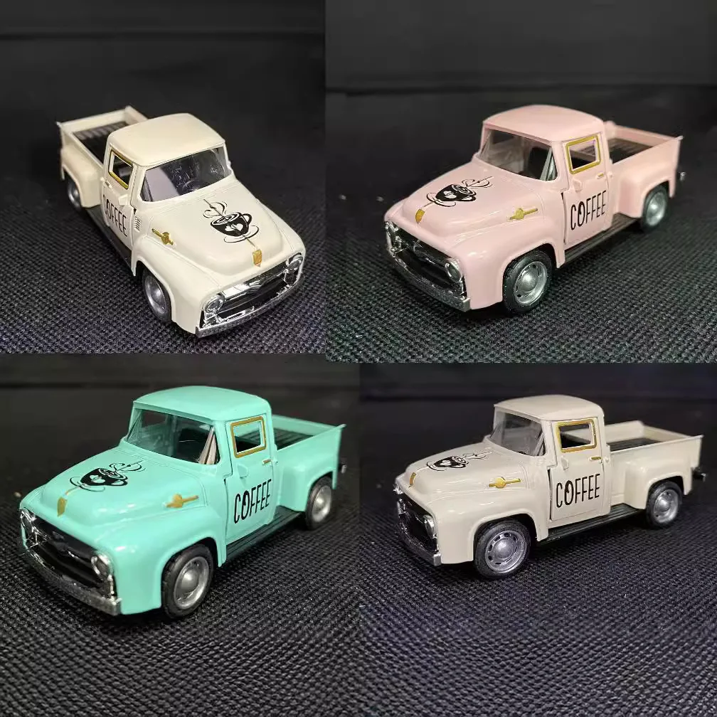 Vintage Nostalgia 1956 Pickup Classic Car Inertia Car Toys ornamenti Desktop simulazione Pickup in lega Pull Back Car Toy Boy Gifts