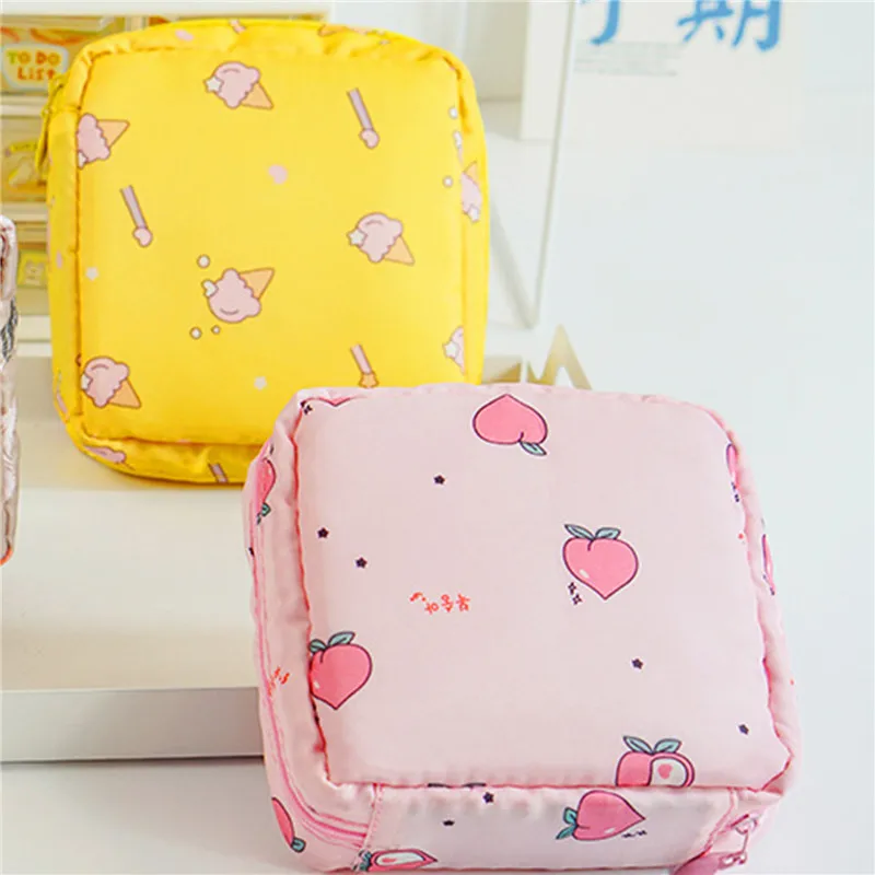 Storage Female Hygiene Sanitary Napkins Package High Quality Cute Kawaii Storage Bag Simple Cartoon Purse Case