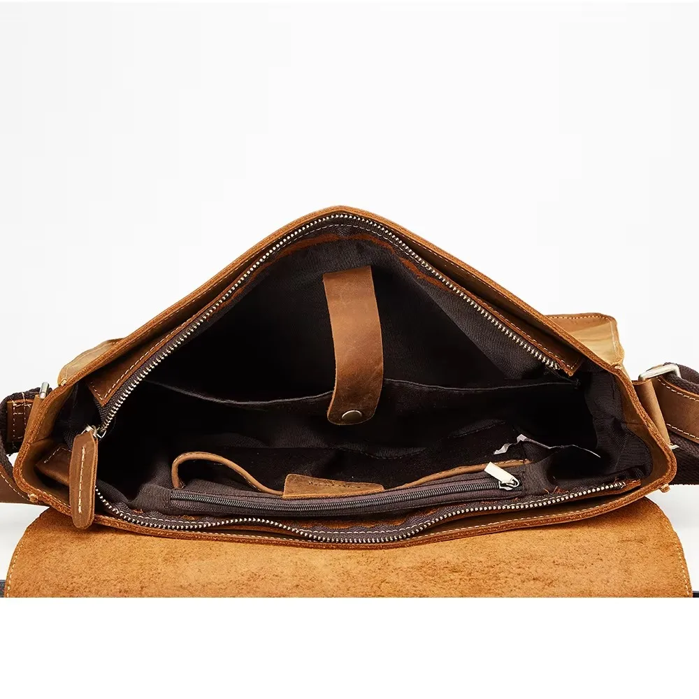 Joyir maletín para hombre de cuero genuino Retro de negocios bolso de hombro individual hombre piel de Caballo Loco casual cuerpo cruzado bolsos de hombre