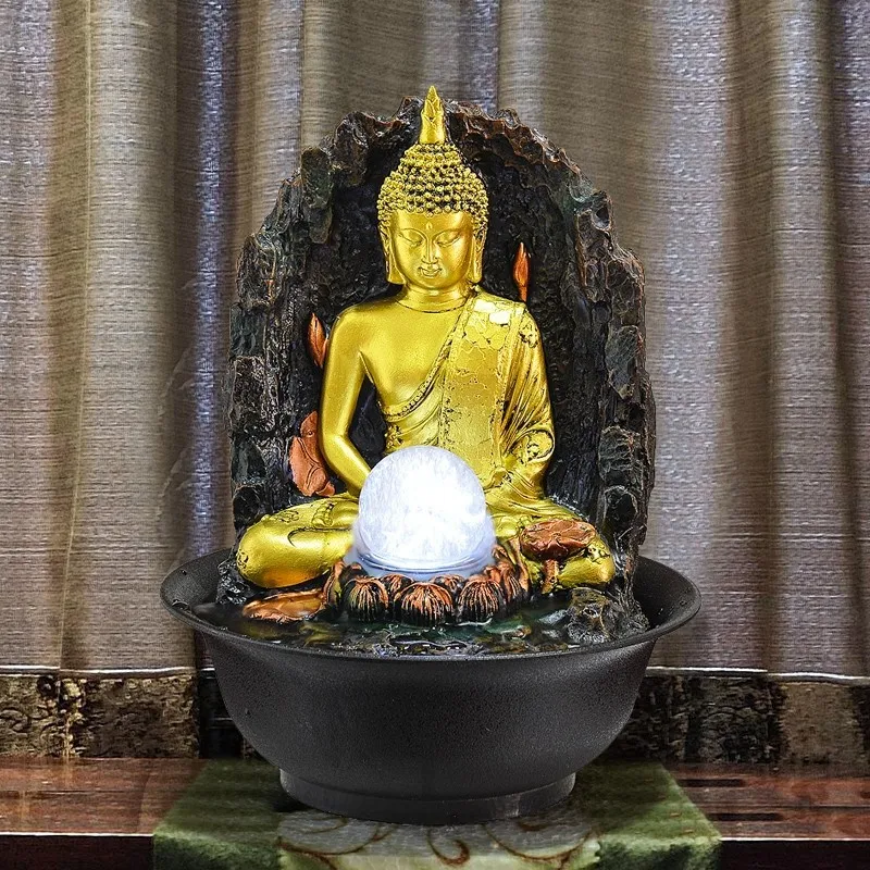 Relaxation Waterfall Feature Water Fountain With LED Ball for Office, Home Decoration Lucky Feng Shui Fountain Indoor Humidifier