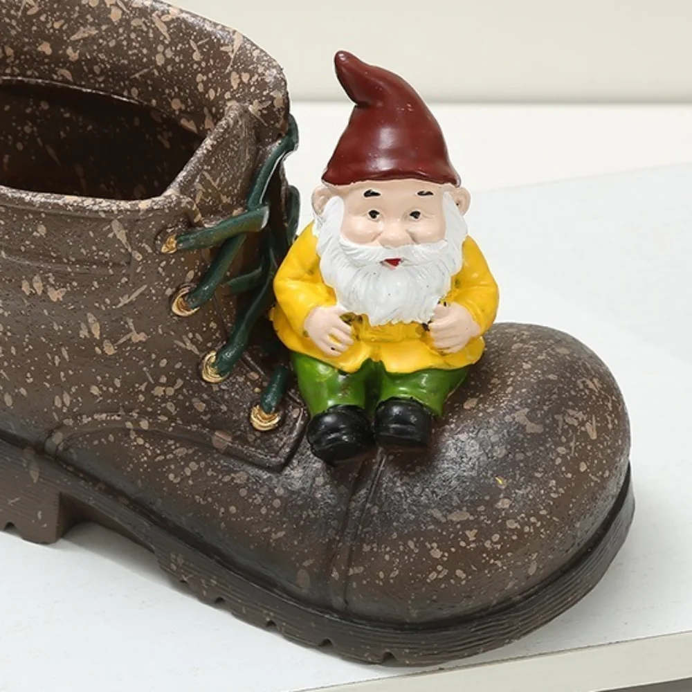 دائم الكرتون الأحذية قزم أواني الزهور مضحك الراتنج الحرف العصارة اناء للزهور مقاوم للماء اليدوية حامل القلم الرصاص مكتب المنزل #3