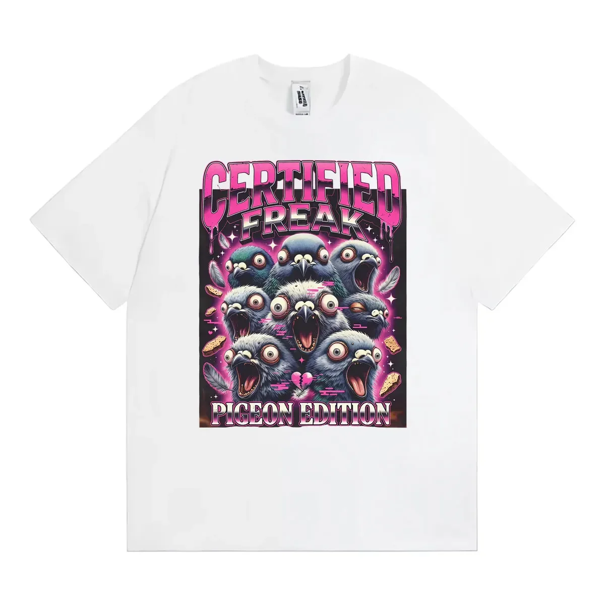Certified Freak Pigeon Funny Meme T Shirts Women Fashion Gothic T Shirt Tops SummeOversized Cozy T-shirt Streetwear