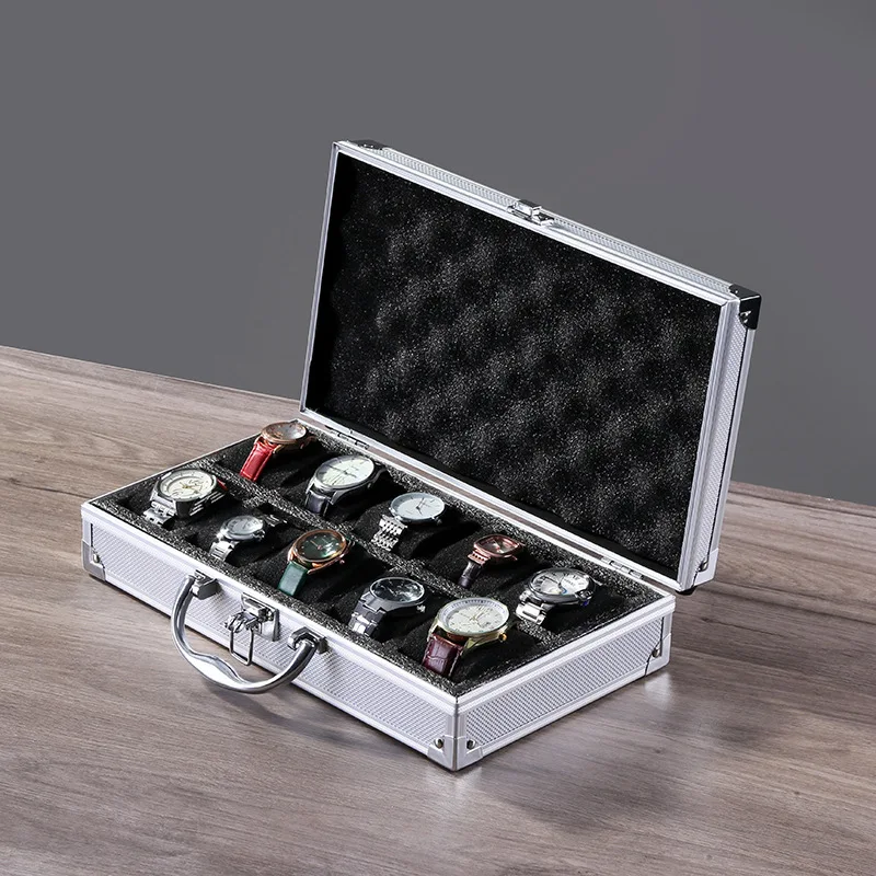 Роскошная коробка для часов премиум-качества, 10/12 сеток, витрина для хранения из алюминиевого сплава, коллекция, коробка для часов, подарочная упаковка