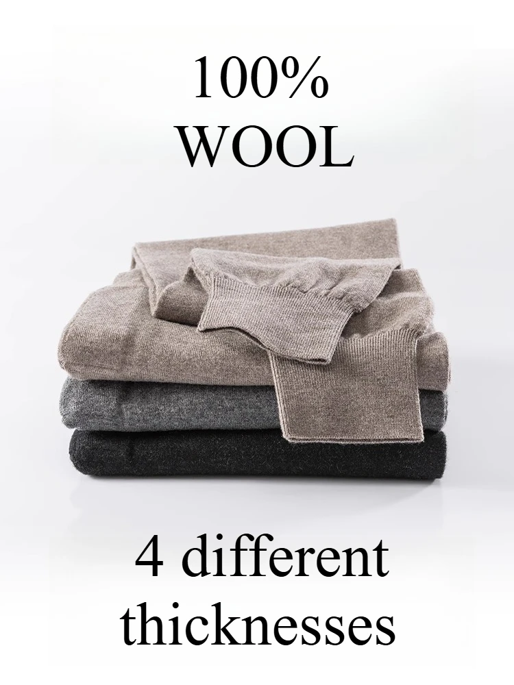100% Wool Pants Men's Thermal Women's Leggings Wool Line Pants Long Johns Thickened and Velvet Winter