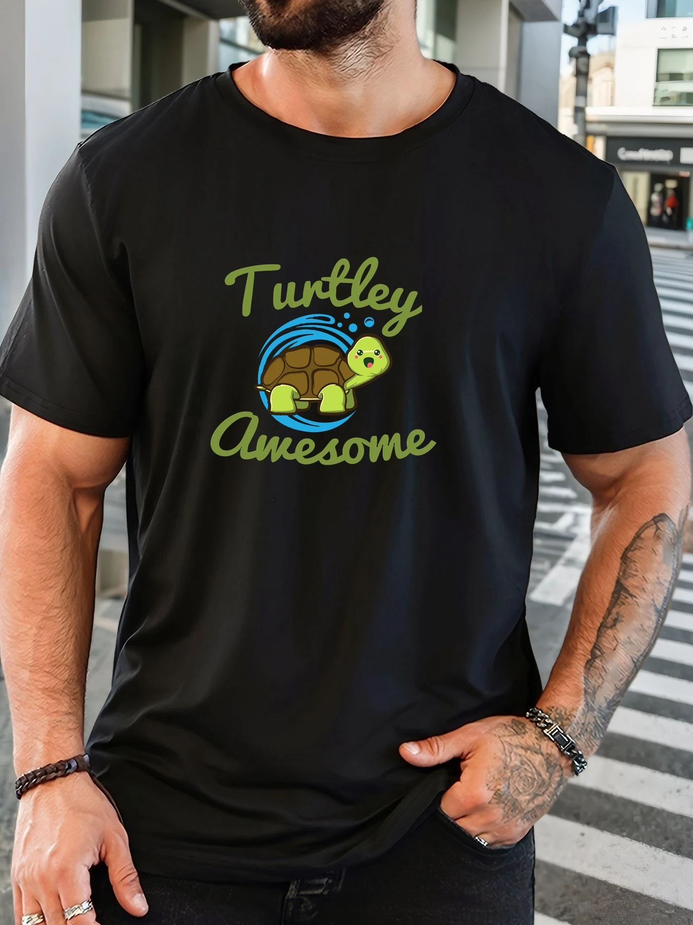 

Men's Turtley Awesome Pattern Summer Casual Crew Neck Short T-Shirt