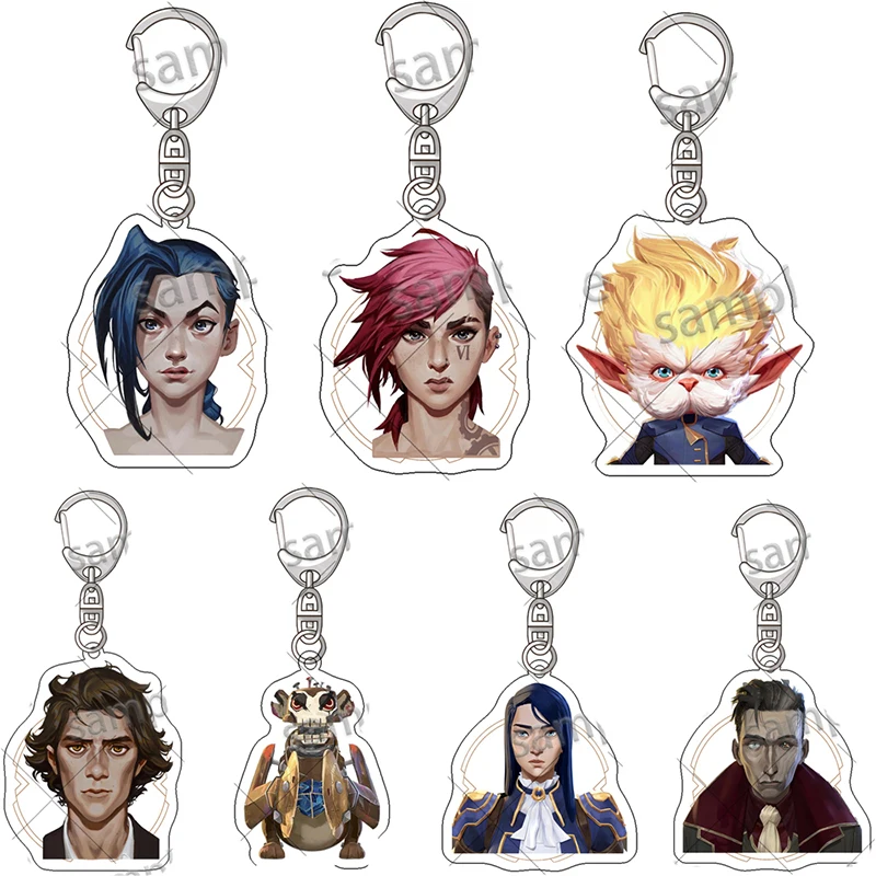 Arcane League of Legends Jinx Vi Anime Acrylic Friends Gift Girl Pendant fans Jewelry Cute Creative Keychain Key Ring Bag Charm