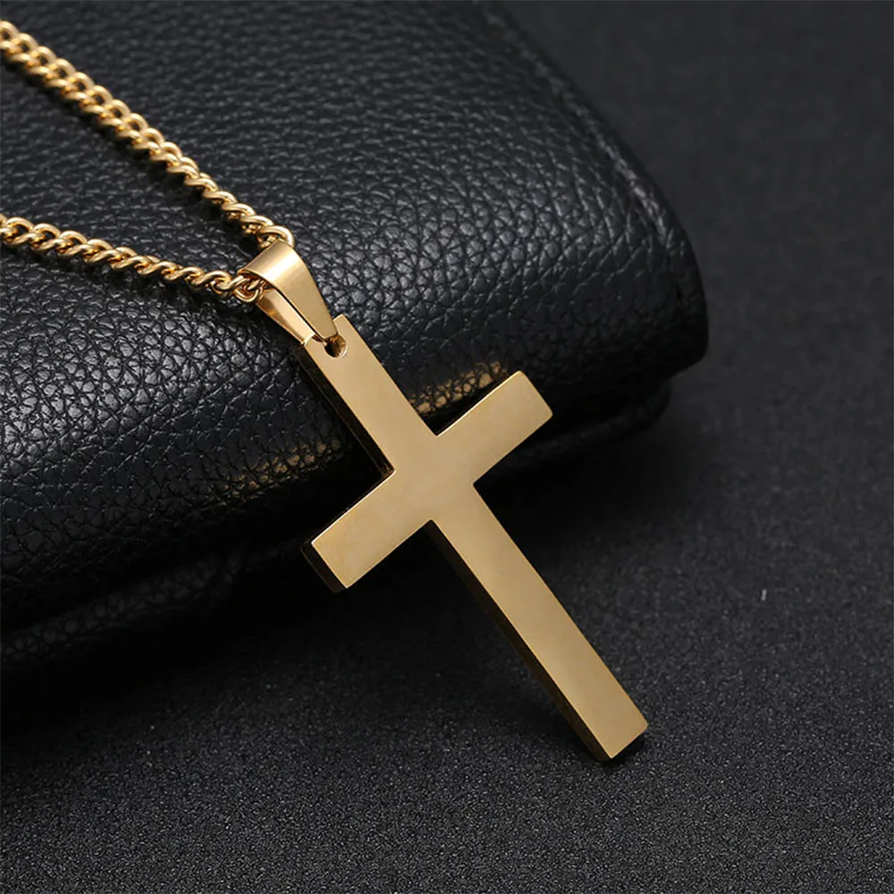 Jewelry Alloy Statement Men  Stainless Steel Link Chain Cross Pendant