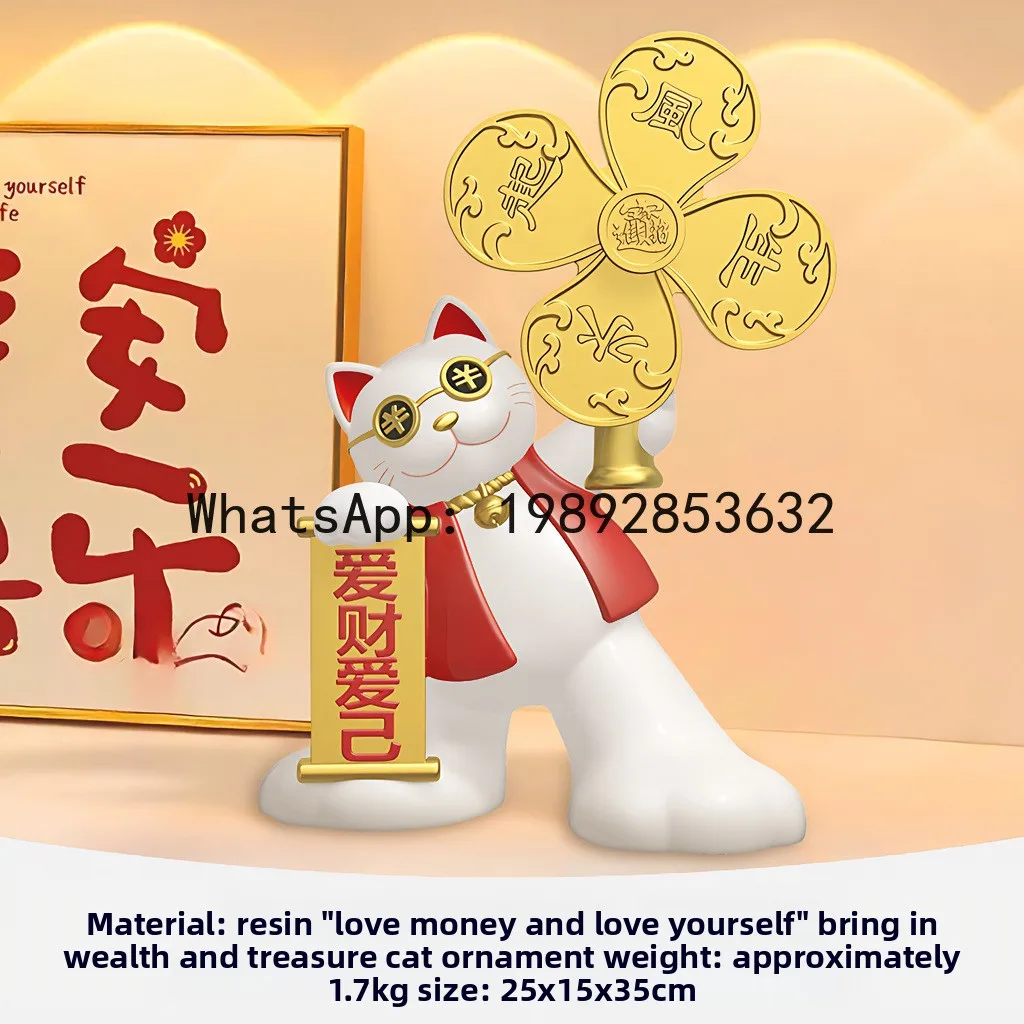 YFY New Creative Lucky Cat Resin Ornament Festive Wine Cabinet Desktop Counter Decoration Gift for Friends
