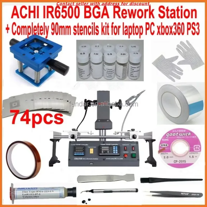 

Newest Dark Infrared BGA Rework Station ACHI IR6500 + Game Consoles 90mm Bga Stencils 21 In 1 Bga Reballing Kit