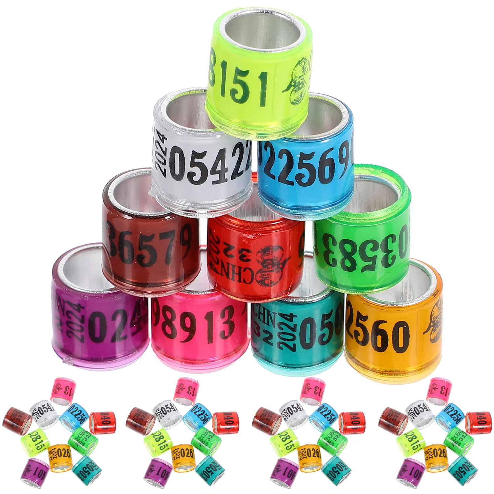 

100 шт. алюминиевых колец для ног птиц, для голубей, курятников, идентификационные браслеты для птицы, цветные маркировочные кольца