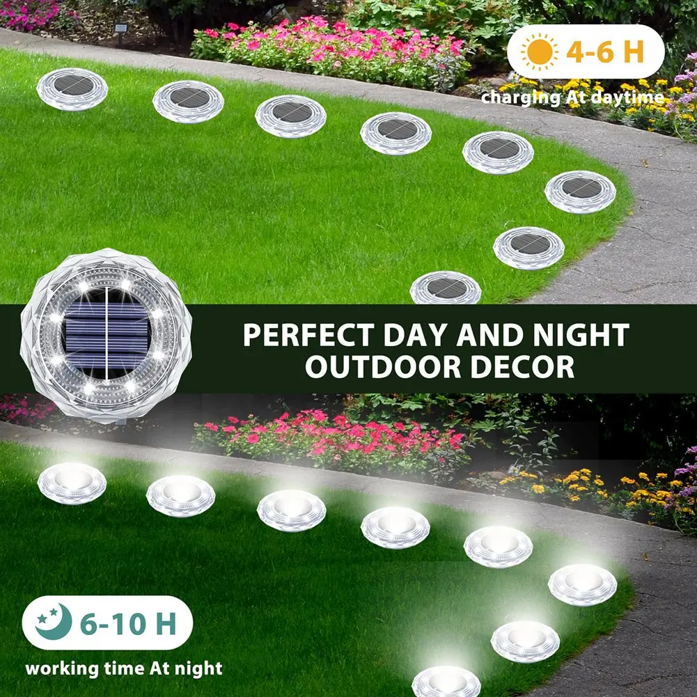

8 Pack Solar Ground Lights Waterproof Outdoor Solar Lights For Yard Led Solar Garden Lights For Patio Pathway