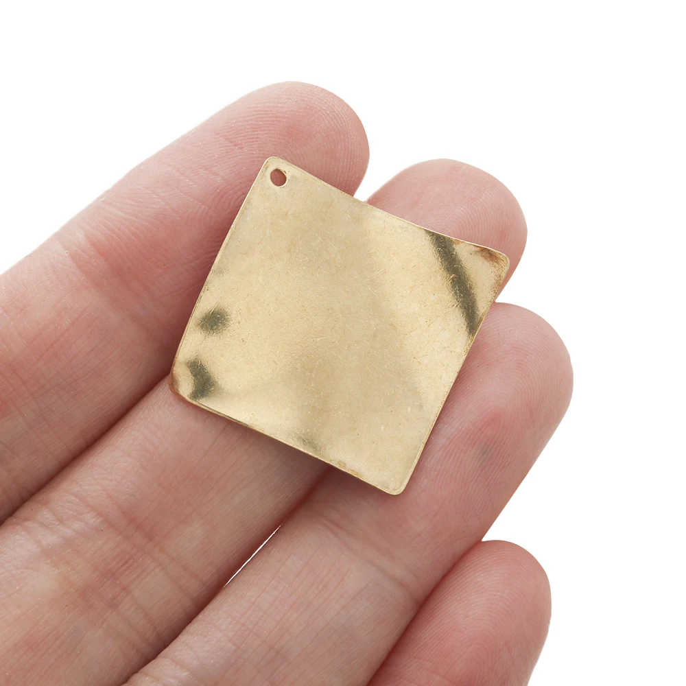 10pcs Raw Brass Wavy Square Geometric Charms Pendants For Diy Earrings Necklace Jewelry Making Finding 30*30mm