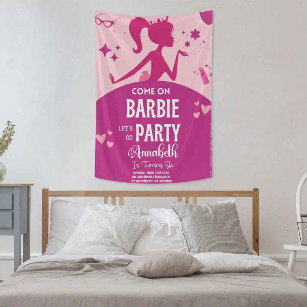 

Barbie Hot Pink Tapestry Room Décor Aesthetic Home Decoration Bedroom Wall Art