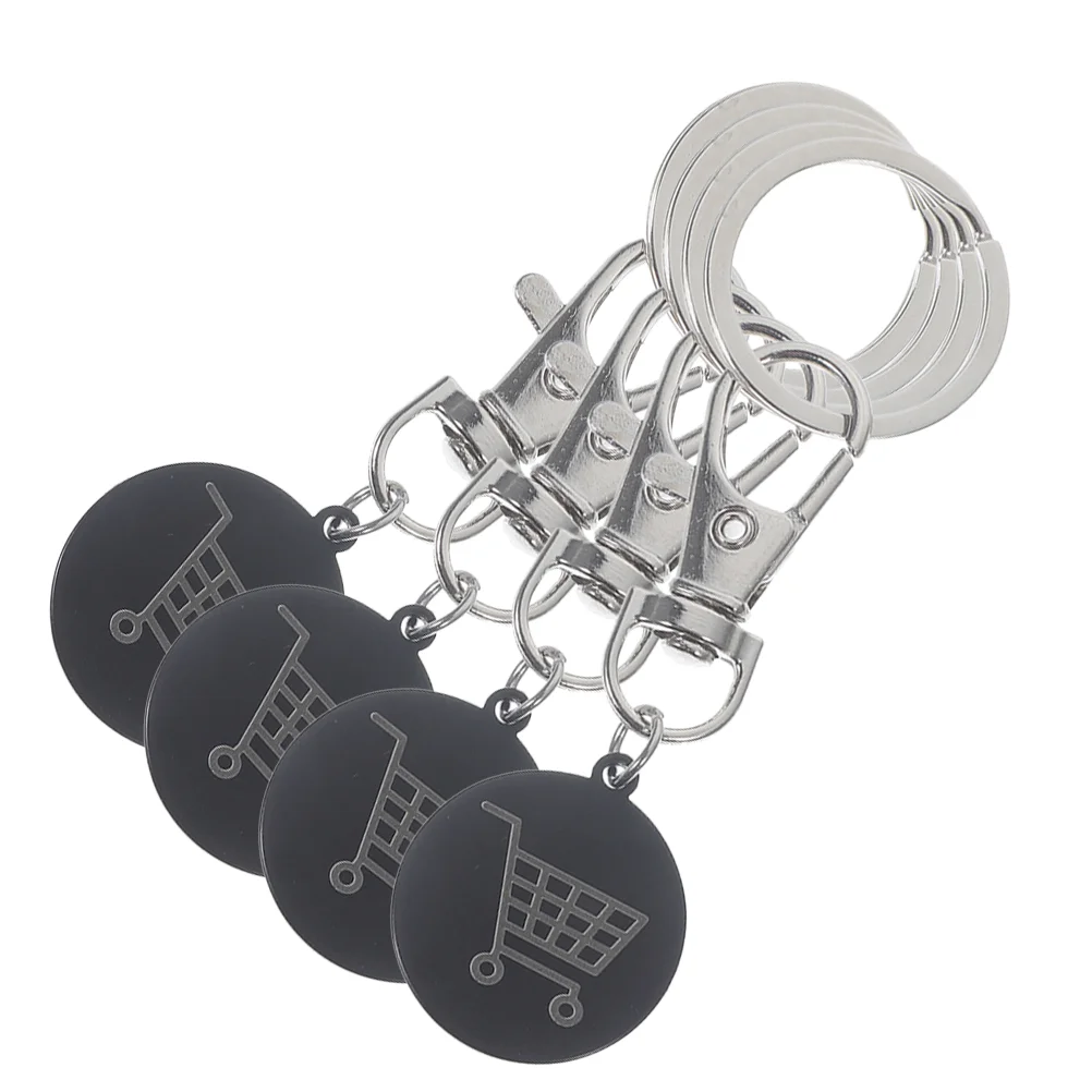 4 Pcs Shopping Cart Keychain Keys Quarter Carts for Groceries Small Trolley Tokens Keyrings Coin Ornament