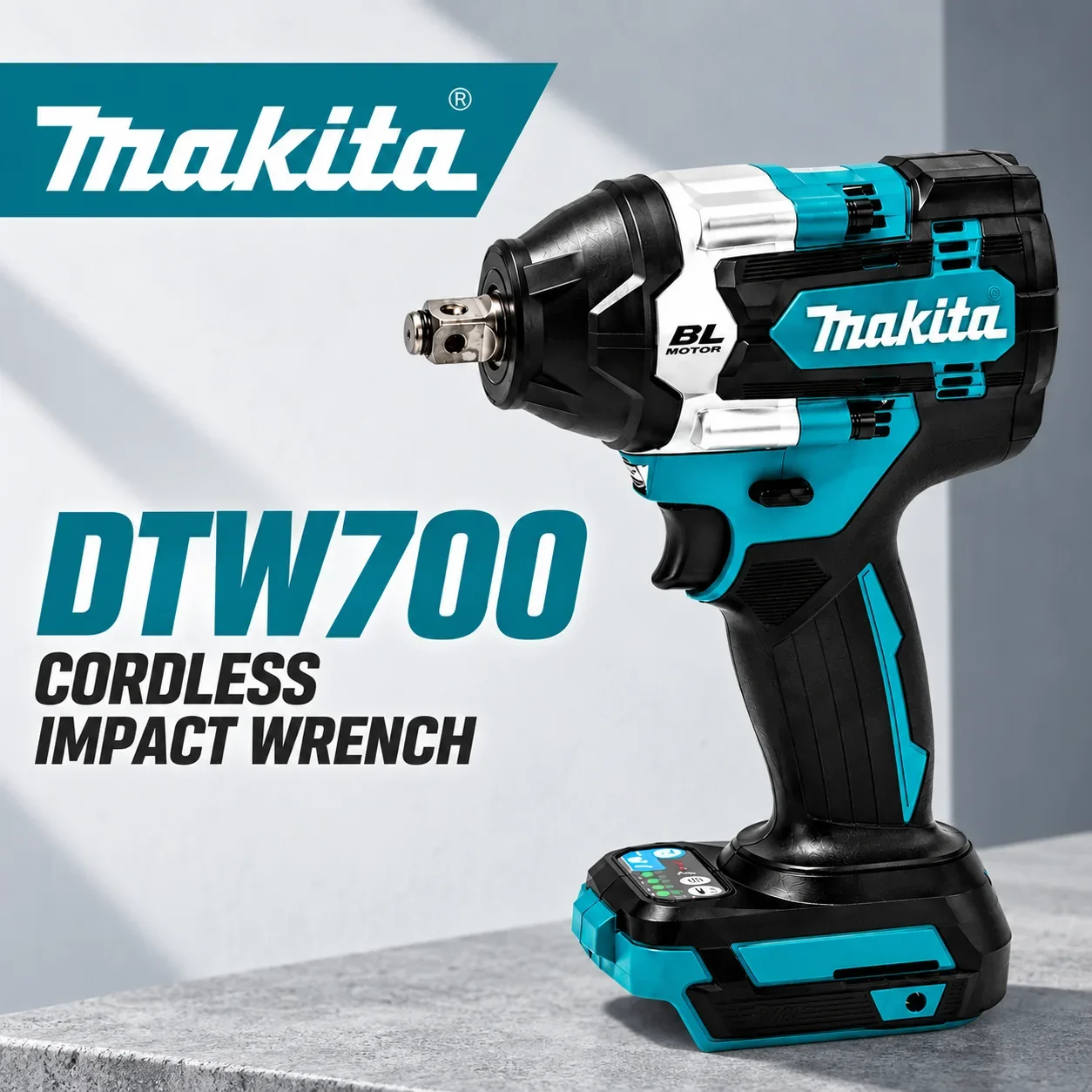 Makita Dtw700, avvitatore a impulsi senza spazzole da 18 V, coppia elevata di 700 Nm, funzione di arresto automatico, attacco da 1/2 pollice, avvitatore elettrico ricaricabile per la riparazione di