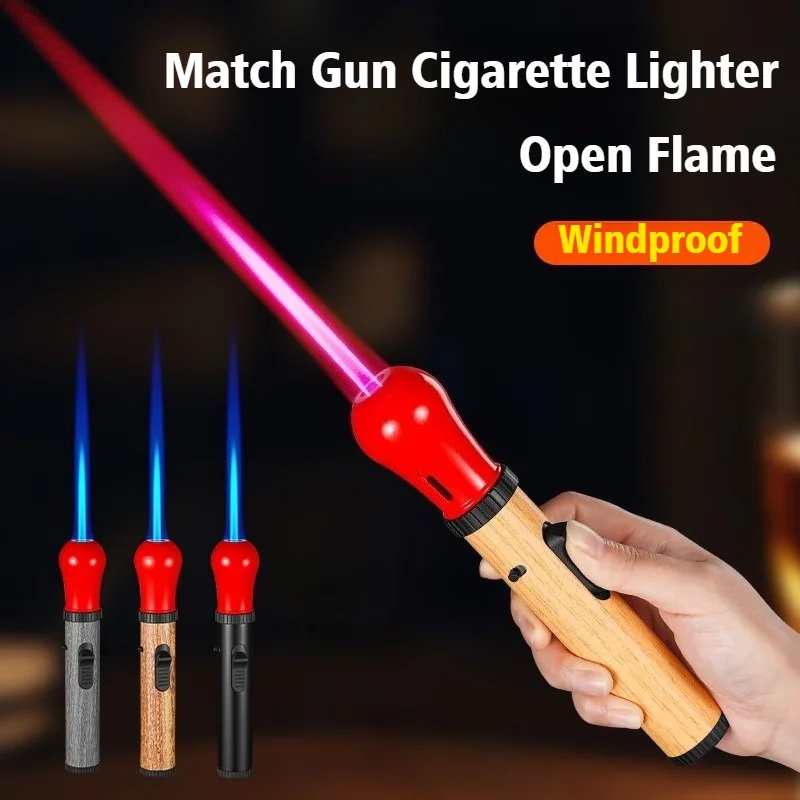 

Match Gun Cigar Igniter 360° Ignition Inflatable Open Flame Lighter Windproof Blue Fire Cigarette Lighters & Smoking Accessories