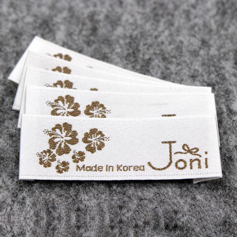 

Customized clothing label custom Woven tag Golden Metal Yarn with LOGO Brand Name woven labels