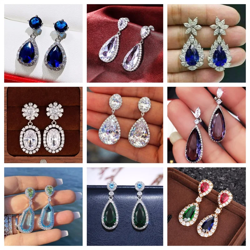 2026 new luxury mid to long cubic zirconia crystal earrings, personalized and fashionable women's wedding pendant with a hanging