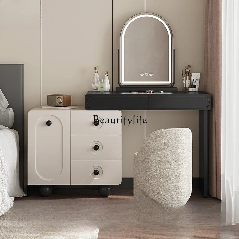 

*Cream wind dresser storage cabinet integrated simple modern 2025 makeup table retractable