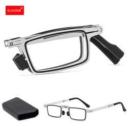Men Reading Glasses Folding Square Frame Computer Glasses Glasses for Sight Plus Farsightedness with Case Black Male Gafas +1,2