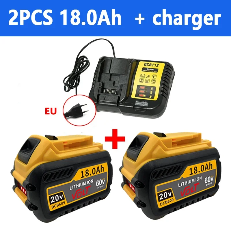 18000mAh Battery DCB200 MAX For Flexvolt For Dewalt DCB606 DCB205 DCB206 DCB209 DCB182 Power Tool Battery 20V/60V Battery