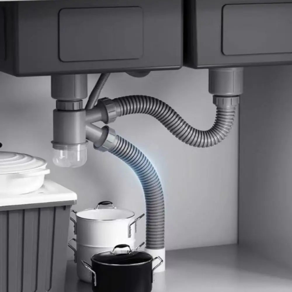 

Двойная трубка для раковины из нержавеющей стали, утолщенная труба с защитой от запаха, дезодорирующая сливная труба для стен, съемная глубокая корзина, блокировка воды