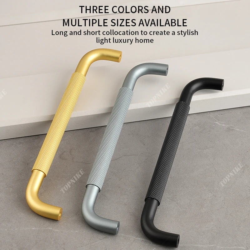 BaiNong Gold Cabinet Handles Modern Kitchen Cabinet pulls Matte black Drawer pulls Drawer Hhandles for Dresser Knurled design fe