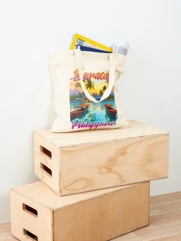 Borakia غروب الشمس حمل حقيبة أكياس القماش المتسوق حقيبة سوبر ماركت حقيبة قابلة للطي حقيبة يد للمتسوقين #4