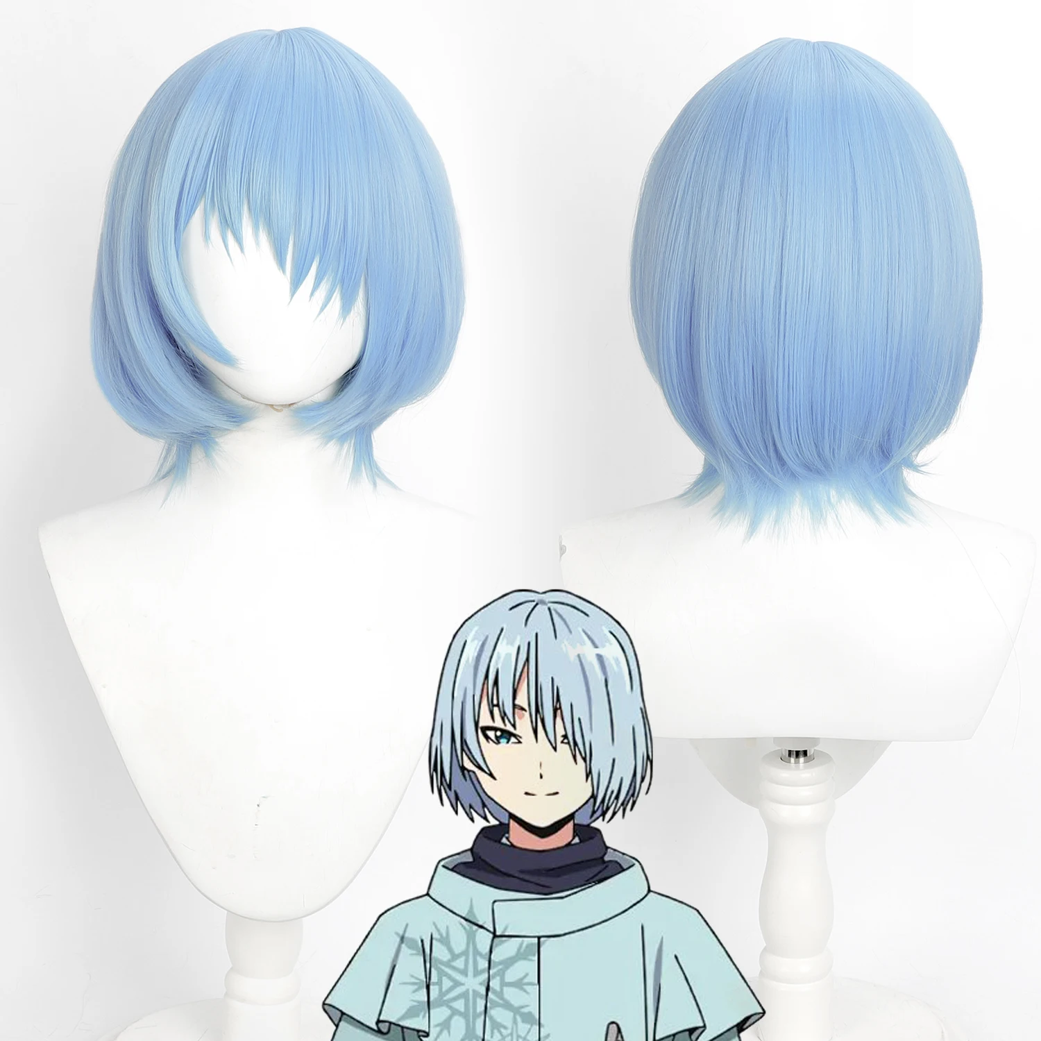 

Anime Cosplay Wig Light Blue Short Bob synthetic hair Heat Resistant Fiber For Cosplay