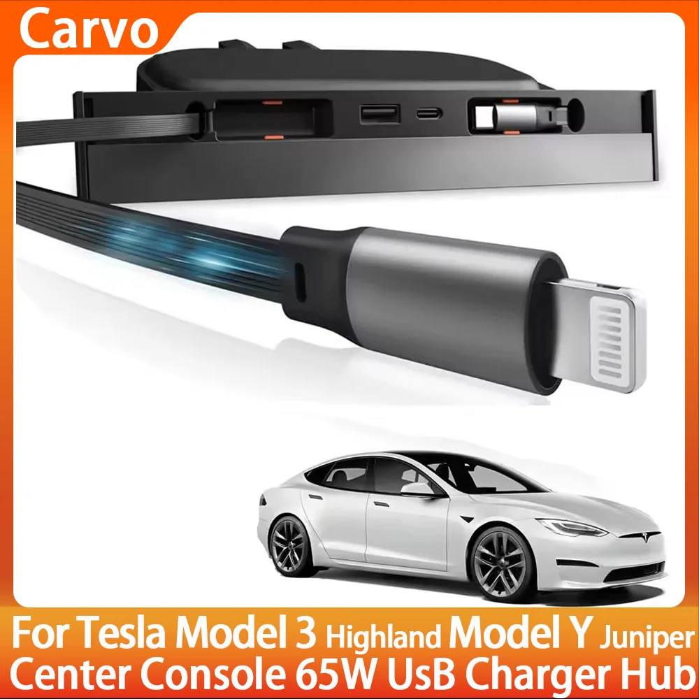 

Для Tesla Model Y Juniper 2025 Выдвижная центральная консоль USB-концентратор Model 3 Highland Зарядное устройство для телефона Док-станция для быстрой зарядки